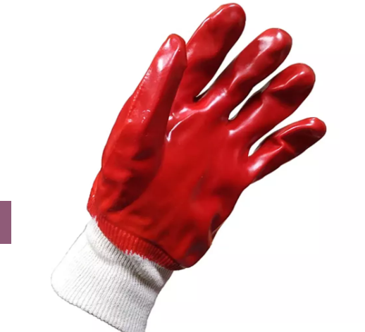 (WE2111H) Рукавички з ПВХ покриттям, червоні, трикотажний манжет WERK з підв.